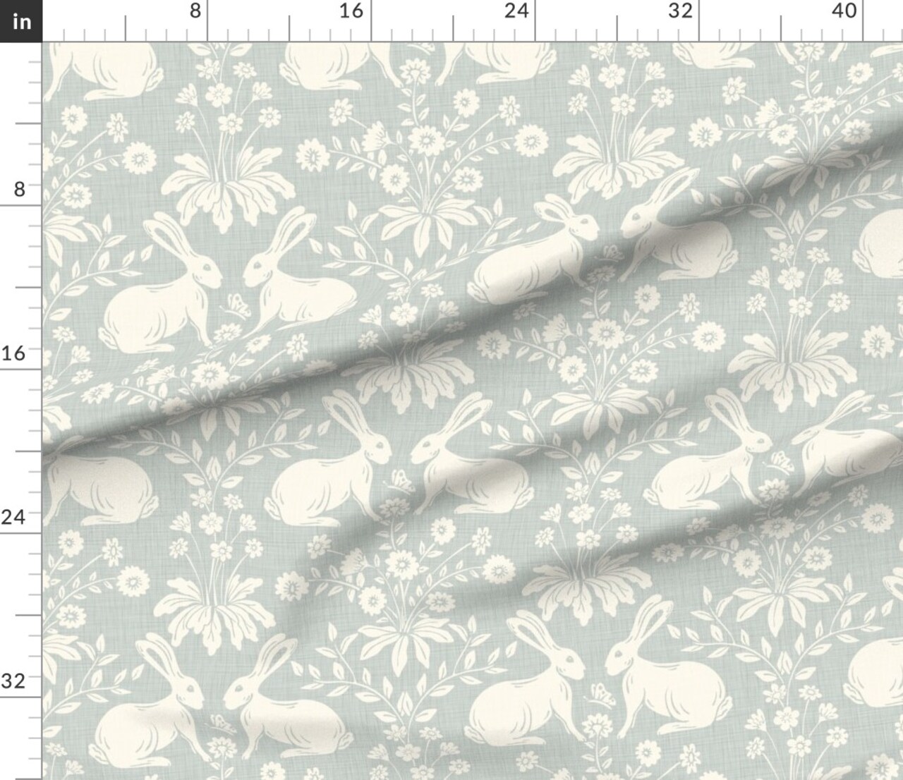 Various Fabrics by the Yard or Fat Quarter Traditional Cottagecore Floral Arts And Crafts Hand Drawn Rabbit Bunny Animals Wildflowers Botanical Farmhouse Rustic Faux Texture Crosshatch Custom Printed Fabric by Spoonflower